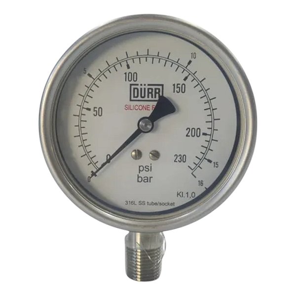 Manômetro De Aço Inoxidável Durr T5500 230 Psi