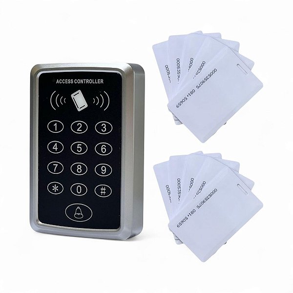 Kit Controle De Acesso Rfid 125khz Com 10 Cartões