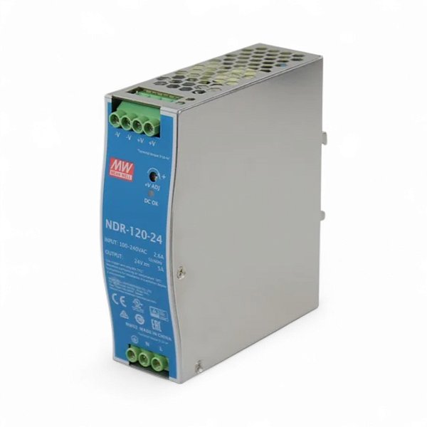 Fonte chaveada Mean Well NDR‑120‑24 Trilho DIN