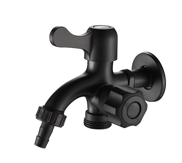 Torneira Metal Para Tanque Com Duas Saídas 1/4 Volta Preto