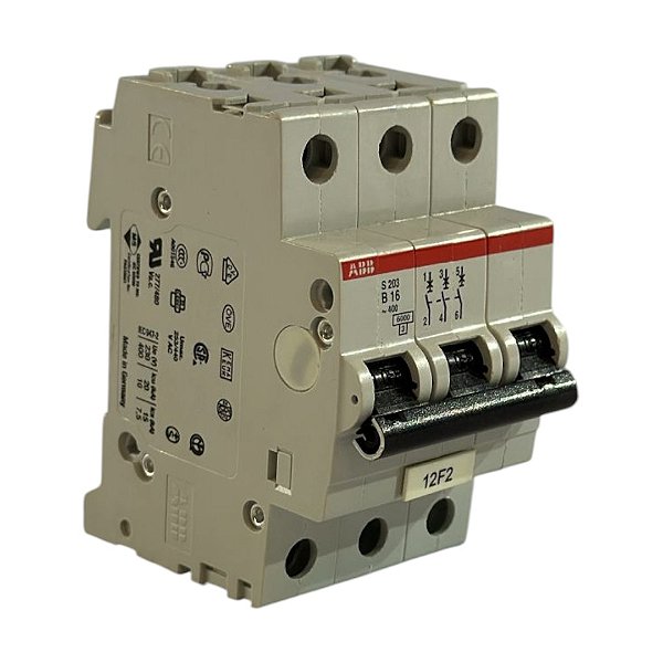 Disjuntor Mini Tripolar 16a Curva B ABB - S203-B16