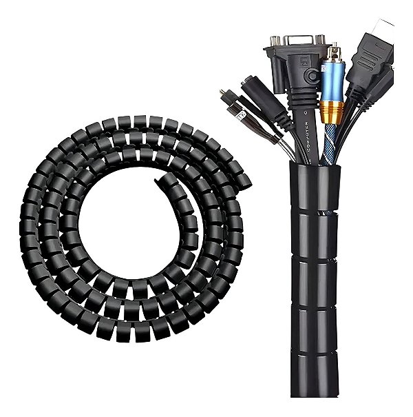 Organizador Cabos Espiral 6m - Preto 12mm 1/2