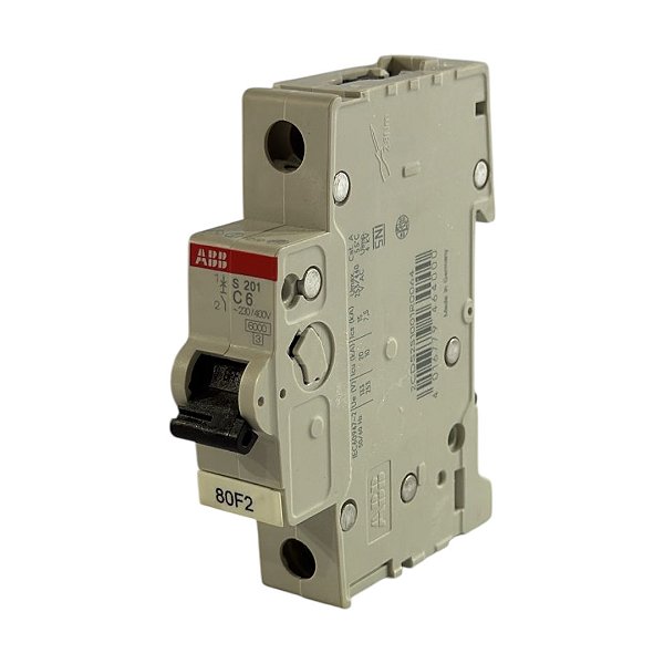 Disjuntor Monopolar Din 6A Curva C ABB - S201-C6