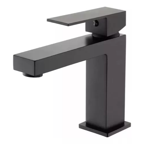 Torneira Monocomando Banheiro Quadrada Baixa Preto Fosco