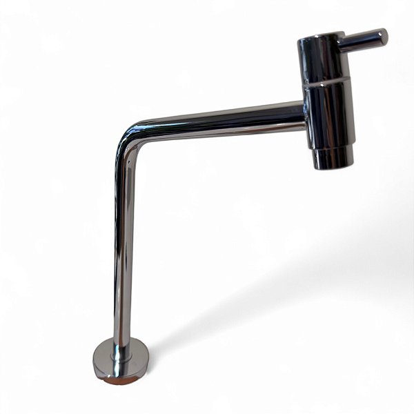 Torneira 45° Bica Alta Prateado Cromado COMP-07