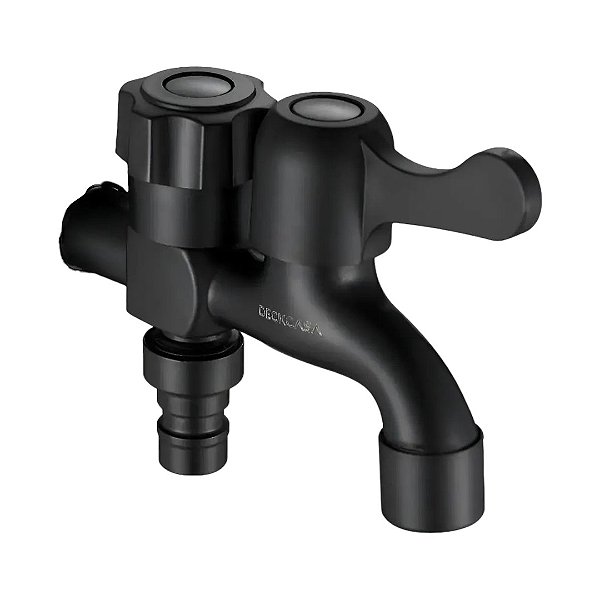 Torneira Dupla Tanque Jardim Metal Preto Fosco DC-TF-6702P