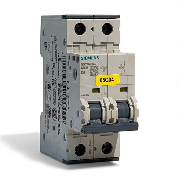 Disjuntor Bipolar 6A 230/400VCA Curva C 6KA 5SY62067 Siemens
