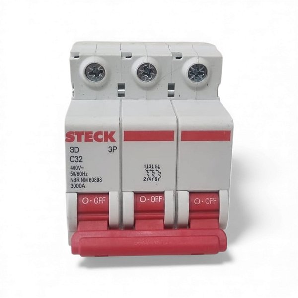 Disjuntor Tripolar 32a curva C Sdd63c32 Steck 400V