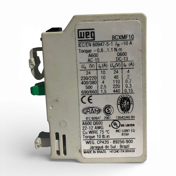 Kit 7 unid Bloco De Contato Aux Frontal Weg 1na Bcxmf-10