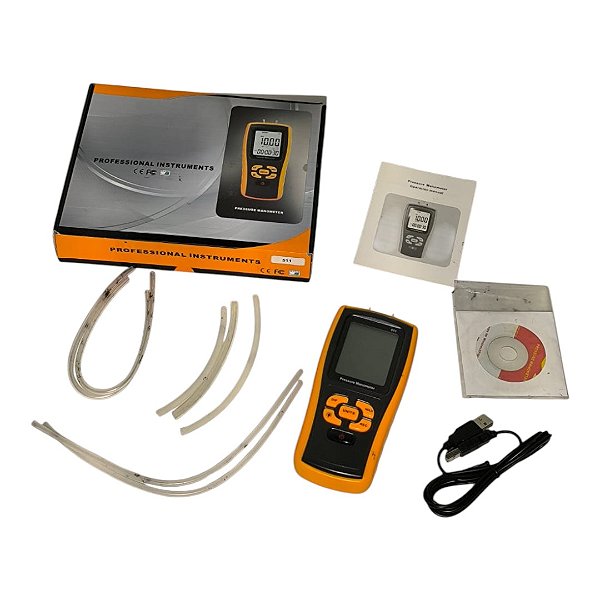 Manômetro Pressão Dif 0-100mbar Saída Usb Novotest.br Gm511
