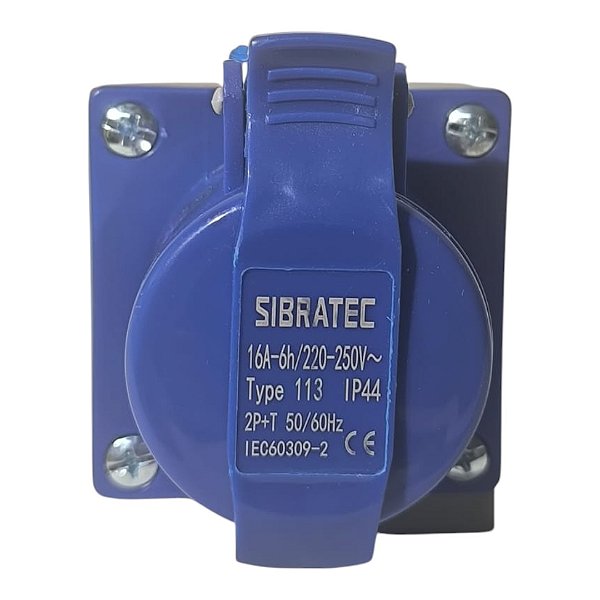 Tomada Industrial Sobrepor 2p+t 6h - 220vca - 16a Azul