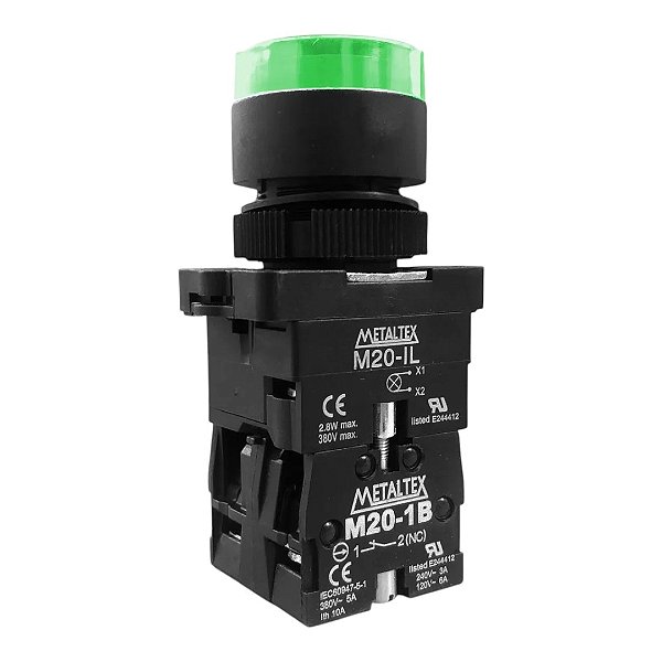 Botão Comando Pulsador para Metaltex - P20IGR-G7-1C 24VCA