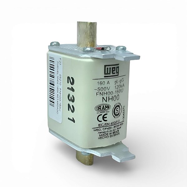 Fusivel Nh Weg 160a Com Retardo Classe Gl/gg Fnh00-160u 500v