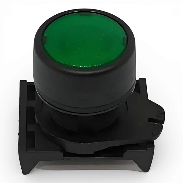 Botão Faceado 22mm Verde Luminoso Pulsador Giovenzana
