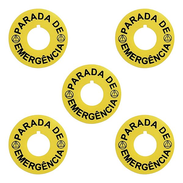 Kit 5 Unidade Etiquetas Botão Emergência 22mm Adequação Nr12