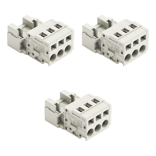 Conector Macho Wago 721-603 1 Condutor 3 Polos 3 Peças