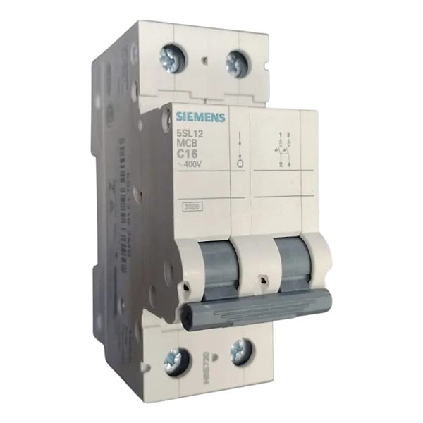 Disjuntor Bipolar 16a Curva C 5sl1216-7mb Siemens