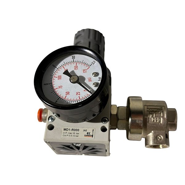 Regulador Pressão Modular P/ Camozzi MD1-R000 com Manômetro