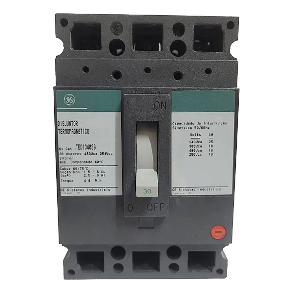 Disjuntor 3 polos 20 A 240/480V GENERAL ELECTRIC TED134020