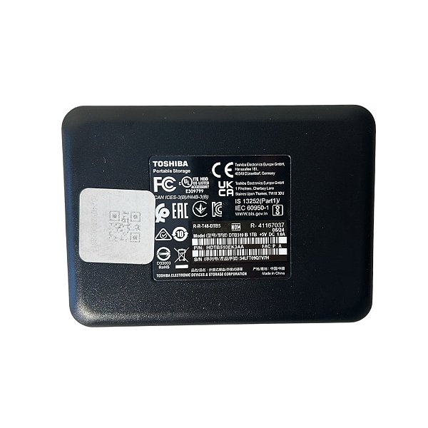 HD Externo Toshiba 1TB Canvio Basics DTB510-B 5V DC 1.0A