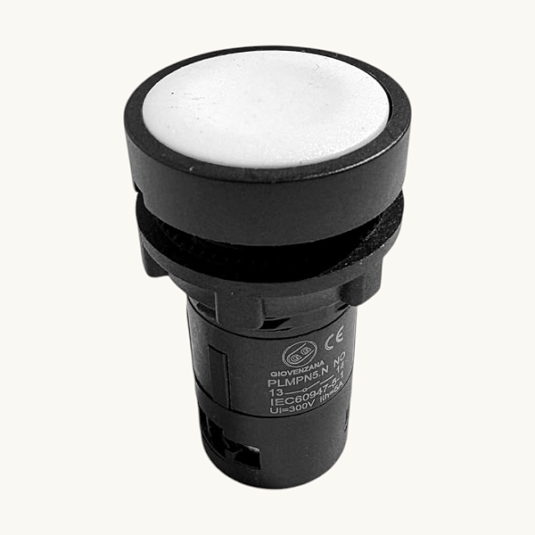 KIT 5 Botão Pulsador 22mm Branco Giovenzana - PLMPN5.N