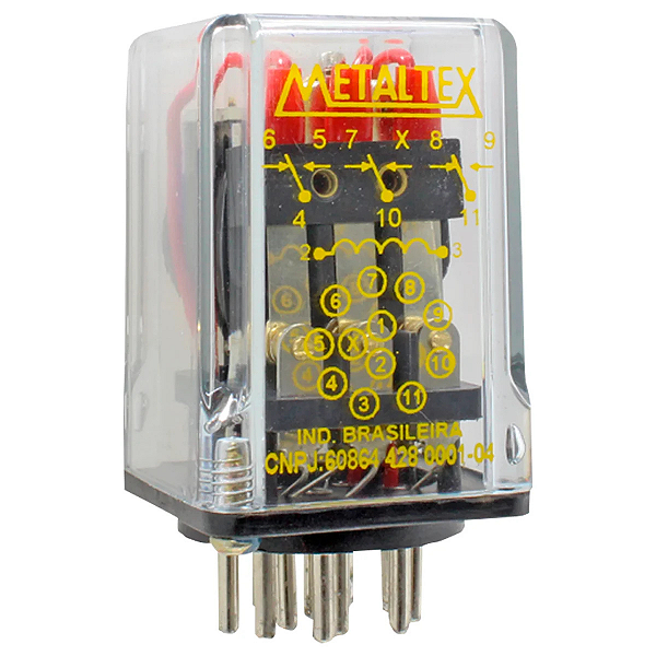 OP3RC66/11  Relé Encaixe 11 Pinos 3 Rev. 12v Com Led T3r