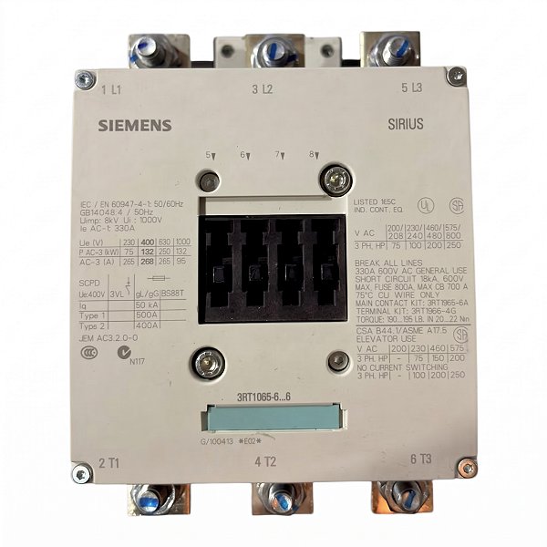 Contator Potencia Siemens 3RT1065-6AF36 3P 265A 110V