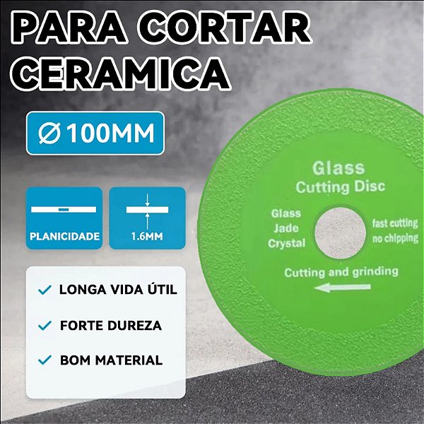 Kit 5 Discos De Corte De Vidro 4 Polegadas 100mm