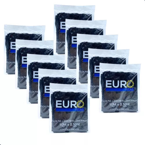 Kit 50 Unidades Fita de Pvc para Instalação de Ar Condicionado 10mx0,10m - Preta