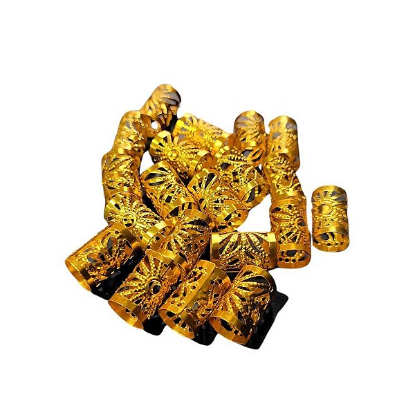 Anel de Cabelo Regulável Para Tranças Dourado 100 Unidades
