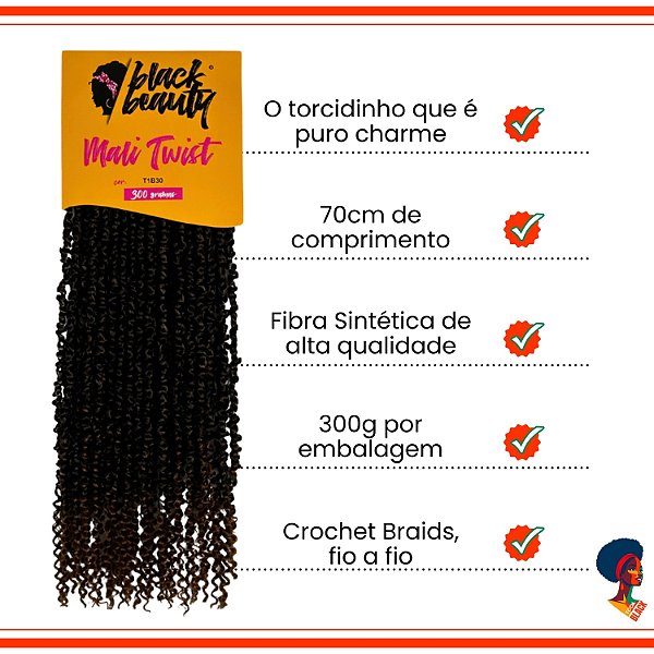 Cabelo Fibra Sintética Mali Twist Praia Caracol - Cor T1B/30