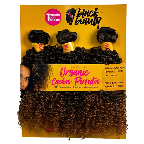 Cabelo de Fibra Orgânica Black Incrivel 30cm - Cor MT2/30