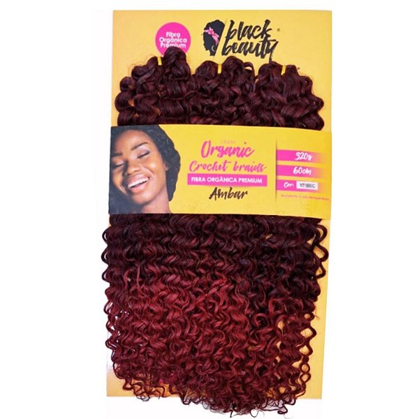 Cabelo de Fibra Orgânica Crochet Braid Ambar 60cm - Cor MT1B/BUG