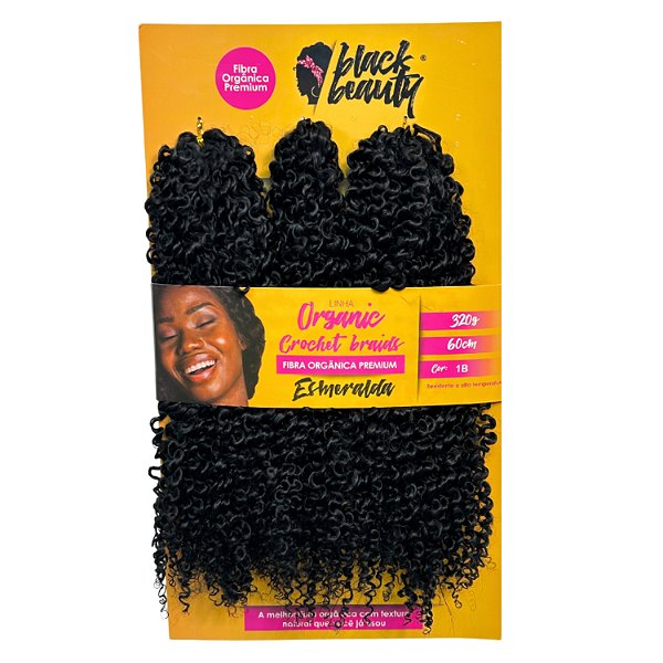 Cabelo de Fibra Orgânica Crochet Esmeralda 60cm - Cor 1B