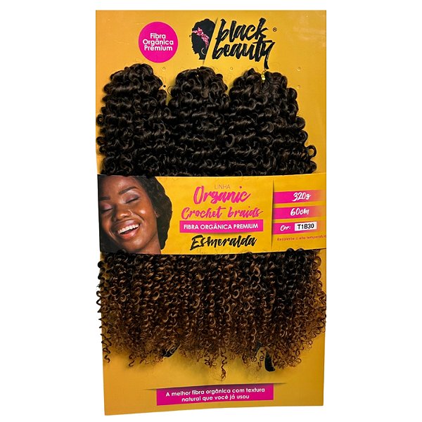 Cabelo de Fibra Orgânica Crochet Esmeralda 60cm - Cor T1B/30