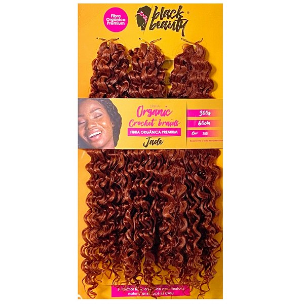 Cabelo de Fibra Orgânica Crochet Jade 60cm - Cor 350