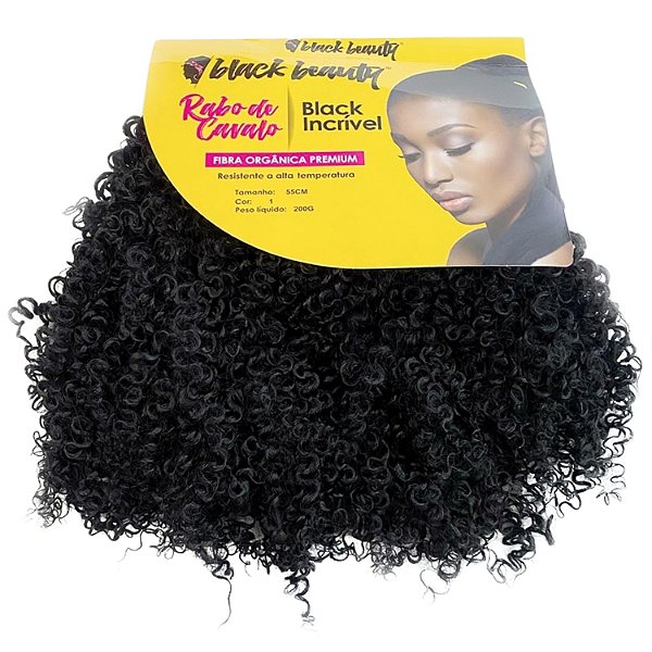Rabo de Cavalo Fibra Orgânica Black Incrível 55cm - Cor 1B