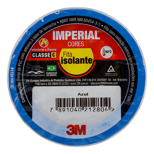 Fita Isolante Imperial Azul 18 Mm X 20 M 3M