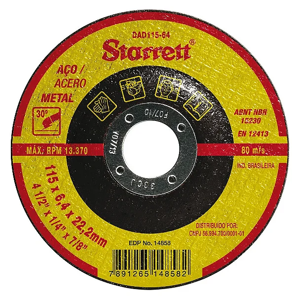 Disco Abrasivo de Desbaste 115 mm Starret