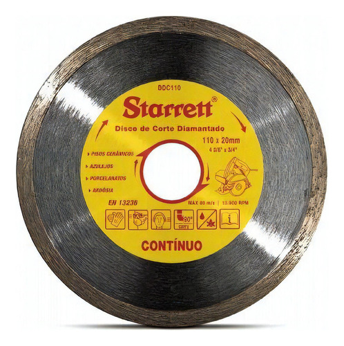 Disco Corte Diamantado 4.3/8 Pol 110mm Ddc110 Cor Cinza Starret