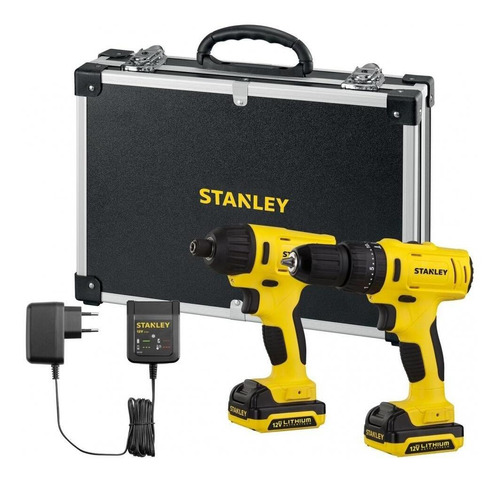 Combo Parafusadeira E Furadeira De Impacto 3/8" 10mm 1/4" 6,35mm 12V Max Li-Ion Vvr 2 Baterias 1,5Ah Stanley