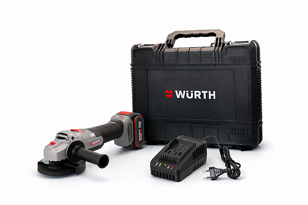 Kit Esmerilhadeira à Bateria 115mm 20V com Maleta, 1 Ferramenta, 1 Bateria 20V/5Ah, 1 Carregador 4Ah - Wurth