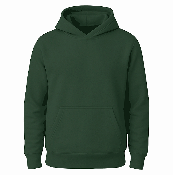 Moletom Canguru Verde Musgo em Moletom 3 Cabos Peluciado Adulto