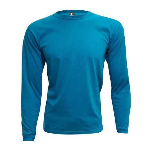 Camiseta Adulto M.Longa Azul jade em Algodão Penteado Fio 30.1 – Premium