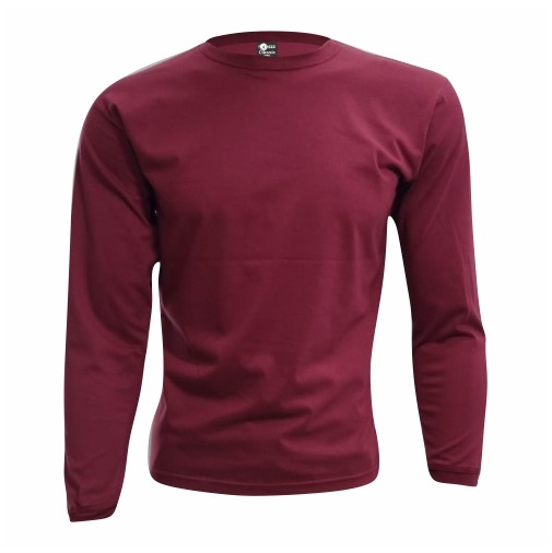 Camiseta Adulto M.Longa Bordô em Algodão Penteado Fio 30.1 – Premium