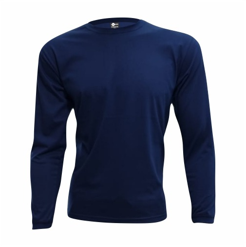 Camiseta Adulto M.Longa Azul Marinho em Algodão Penteado Fio 30.1 – Premium