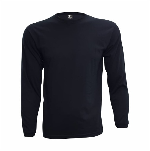 Camiseta Adulto M.Longa Preta em Algodão Penteado Fio 30.1 – Premium