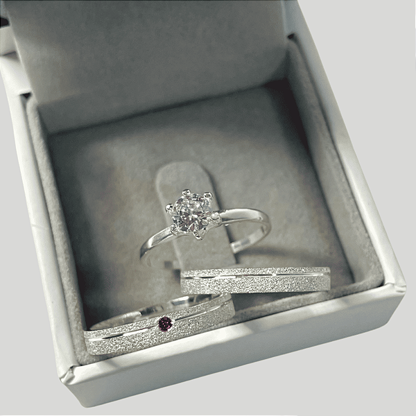 Aliança de Prata 950 Cravejada Brilho Eterno  Asteri Com Anel Solitário de Brinde Aliança só Love