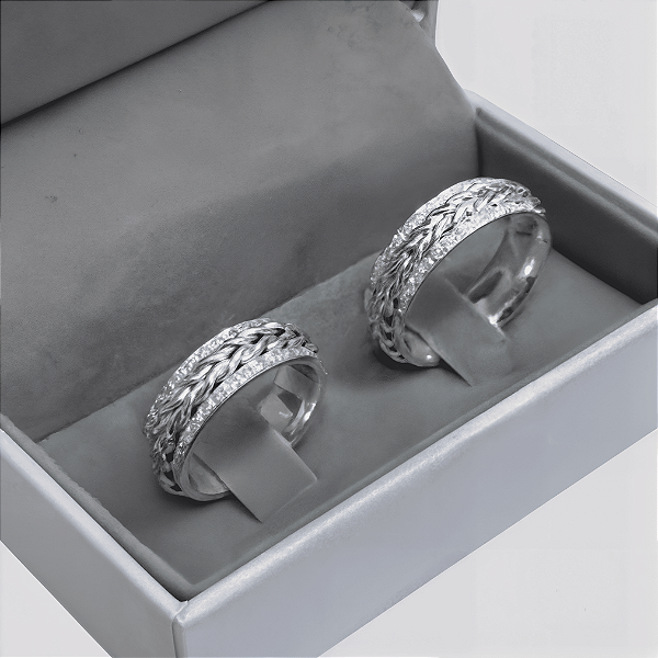 Aliança de Prata 950 Premium Dubaiya Com Anel Solitário de Brinde Aliança só Love