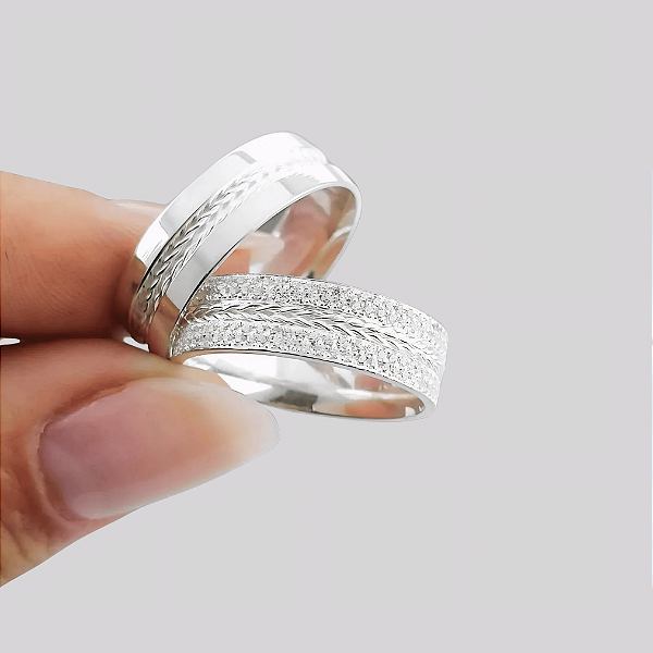 Aliança de Prata 950 Premium Kyoto Com Anel Solitário de Brinde Aliança só Love